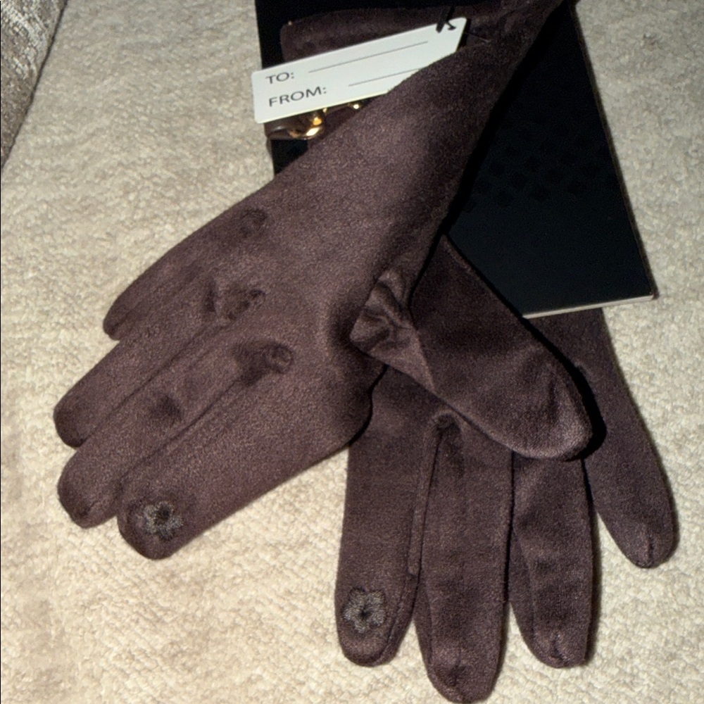 Tahari Dark Brown women’s Gloves with Gold Accent - Picture 4 of 5
